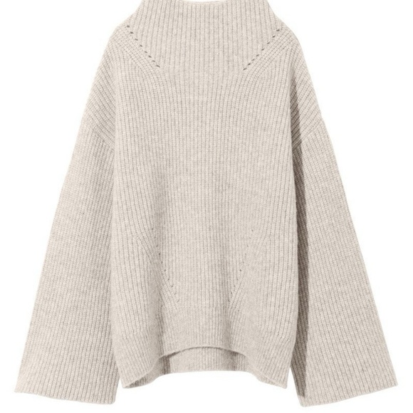 Nili Lotan oatmeal beige Ronnie wool mock neck turtleneck sweater - Small - Picture 10 of 12